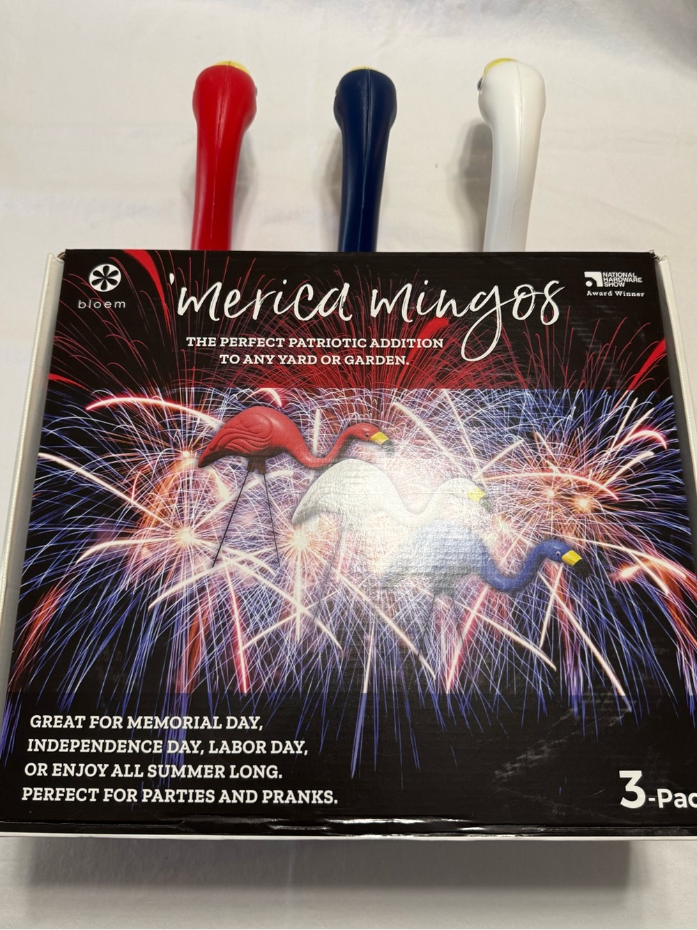 'Merica Mingos Patriotic Flamingo Yard Stakes - Red, White, Blue (3-Pack)